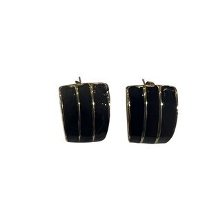 Dark navy and gold vintage post earrings